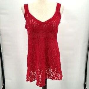 Y2K Womens Sheer Lace Babydoll Mini Dress Size Medium Sexy‎ Feminine
